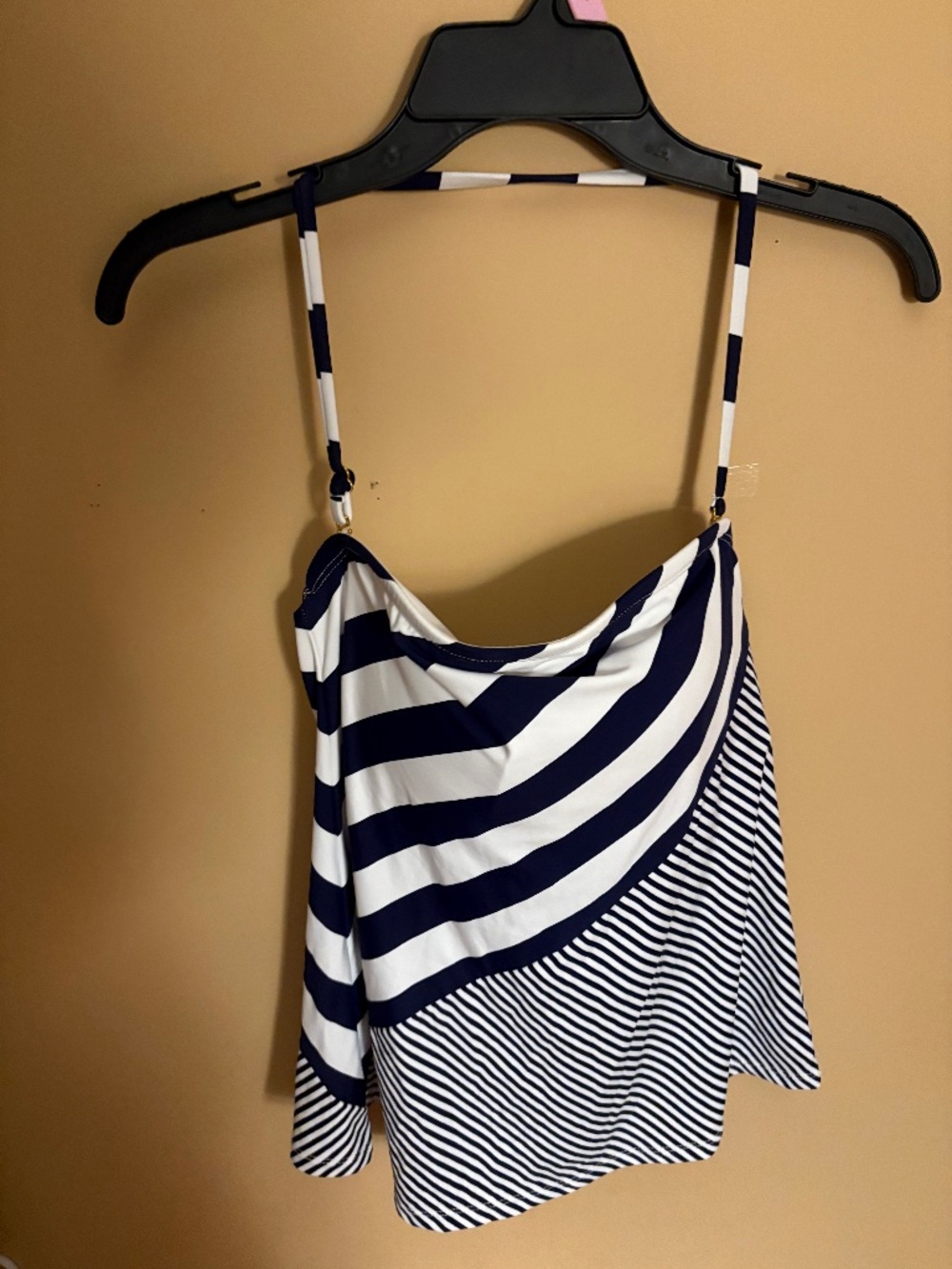 Navy and white striped bathing suit top